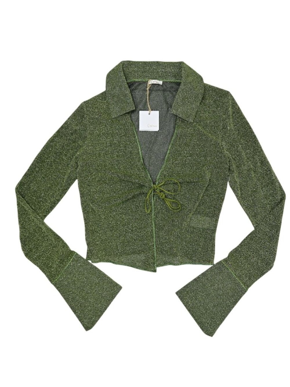 Oseree Slim Shirt in Green Lurex